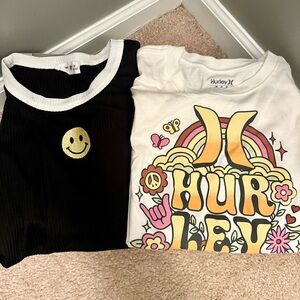 Hurley & Beautees Graphic Tee Bundle Size M Black & White Short Sleeve Set